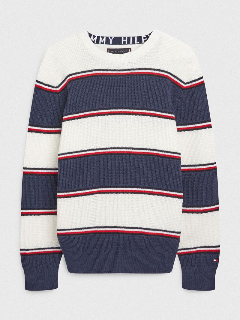 Chandails Tommy Hilfiger Rugby Stripe Enfant Bleu | FR_B2115