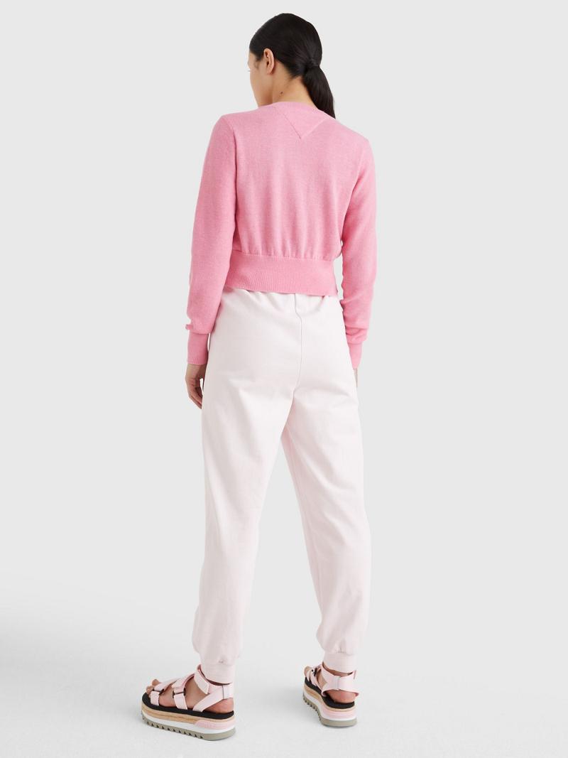 Chandails Tommy Hilfiger Solid Cropped Cardigan Femme Rose | FR_W21367