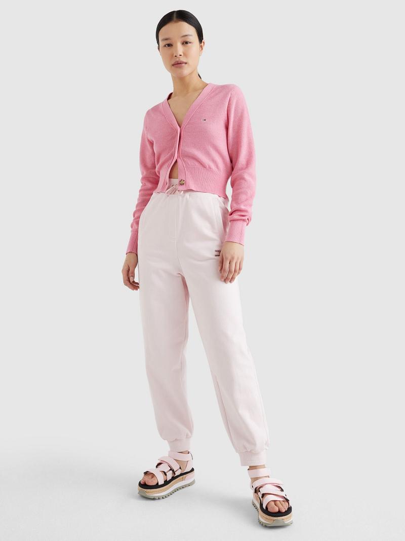 Chandails Tommy Hilfiger Solid Cropped Cardigan Femme Rose | FR_W21367