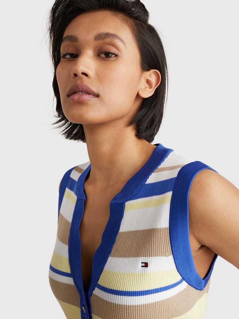 Chandails Tommy Hilfiger Stripe Henley Femme Multicolore | FR_W21369