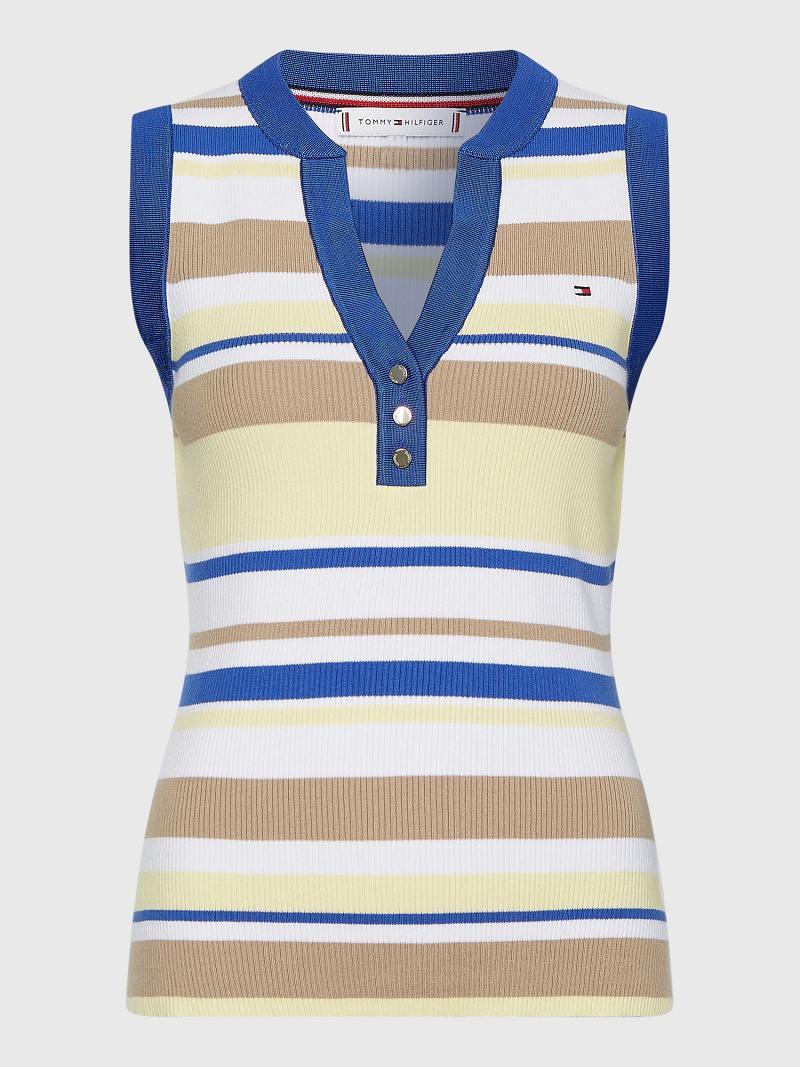 Chandails Tommy Hilfiger Stripe Henley Femme Multicolore | FR_W21369