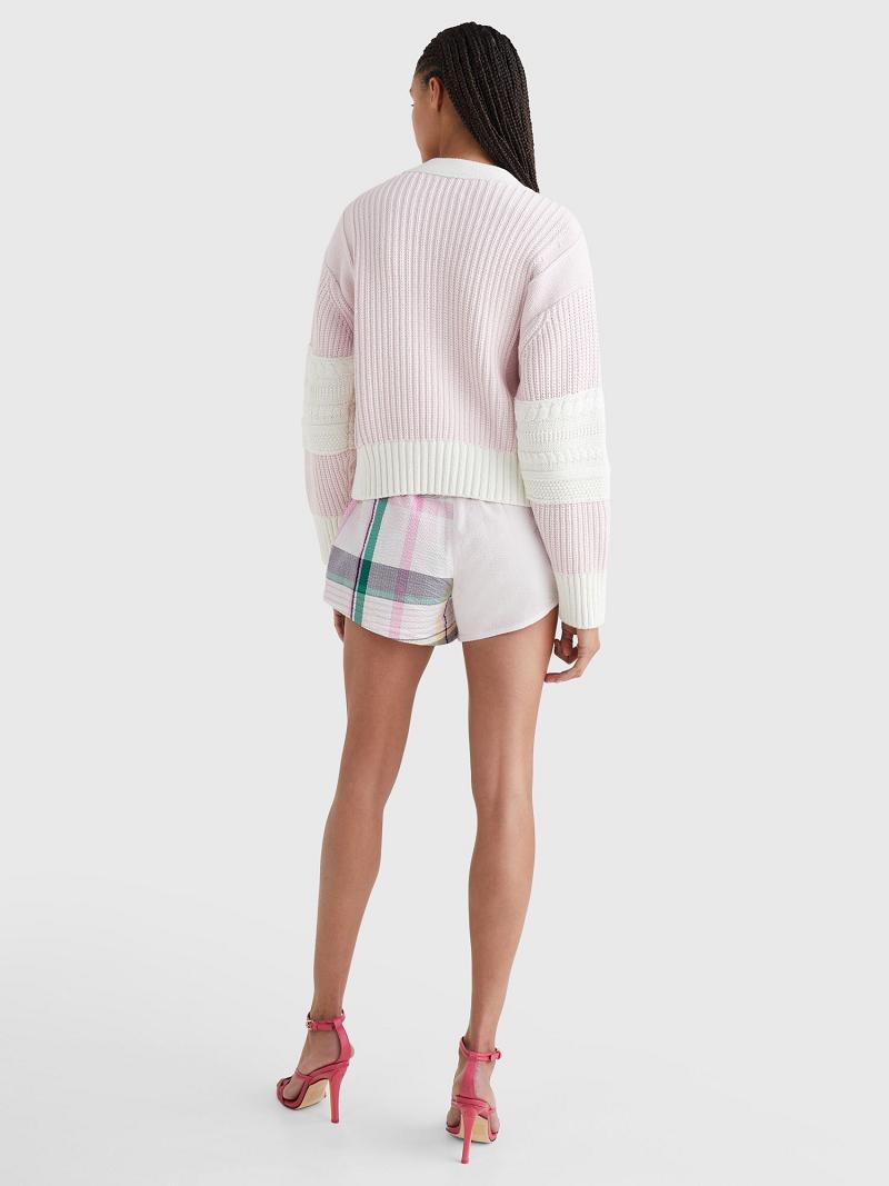 Chandails Tommy Hilfiger Varsity Cardigan Femme Rose | FR_W21372