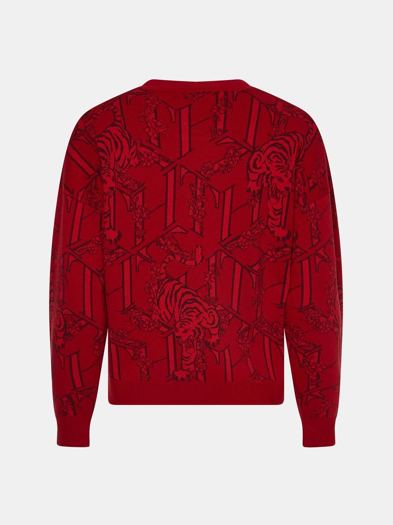 Chandails Tommy Hilfiger Year of the Tiger Logo Femme Rouge | FR_W21375