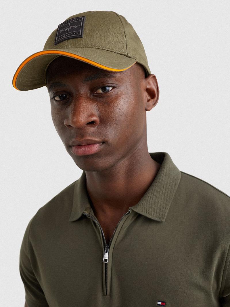 Chapeaux Tommy Hilfiger Signature Homme Vert | FR_M31735