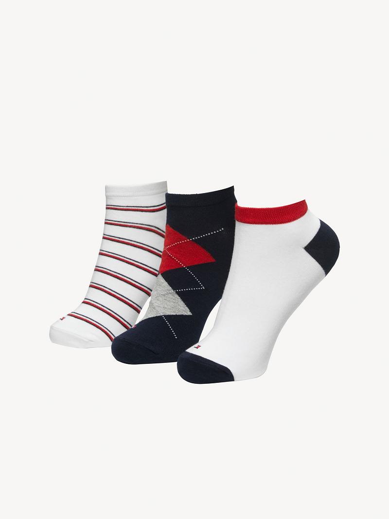 Chaussettes Tommy Hilfiger Ankle 3PK Femme Blanche Multicolore | FR_W21651