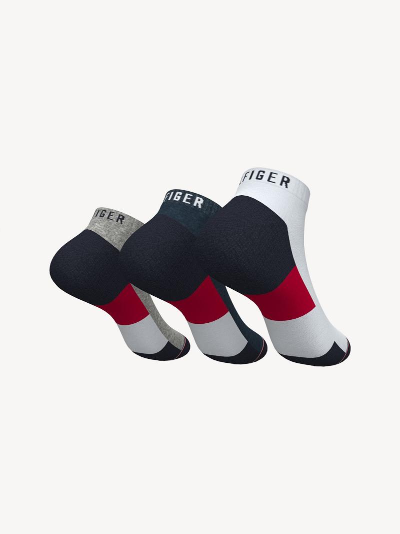 Chaussettes Tommy Hilfiger Ankle 3PK Homme Grise | FR_M31740