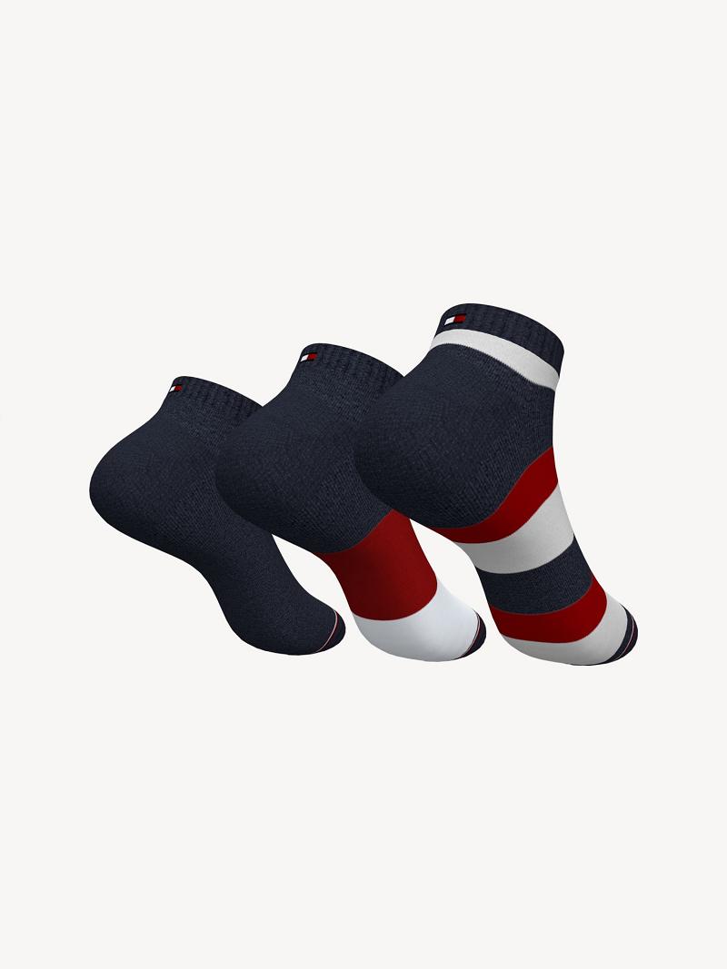 Chaussettes Tommy Hilfiger Ankle 3PK Homme Bleu Marine Multicolore | FR_M31742