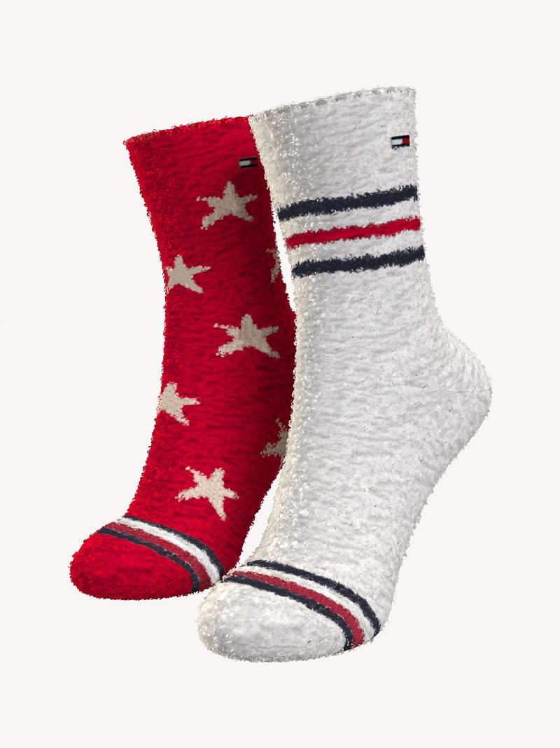 Chaussettes Tommy Hilfiger Chaussons 2PK Enfant Blanche Multicolore | FR_G1363