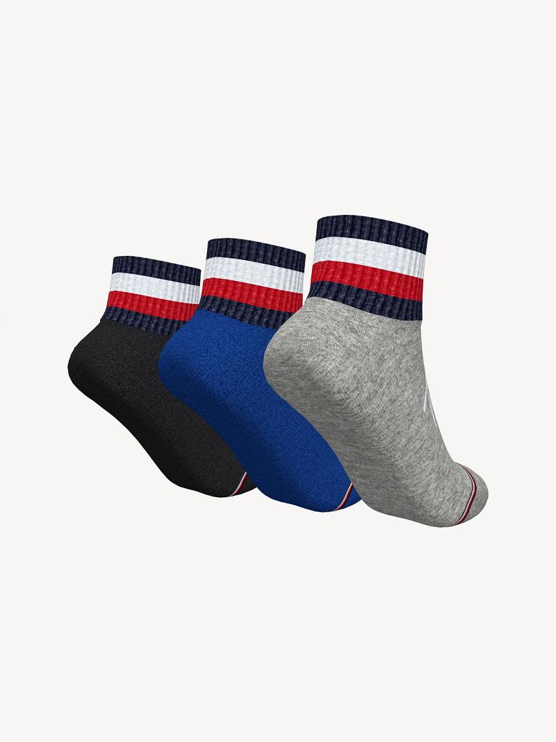 Chaussettes Tommy Hilfiger Quarter Top 3PK Enfant Grise | FR_B2294