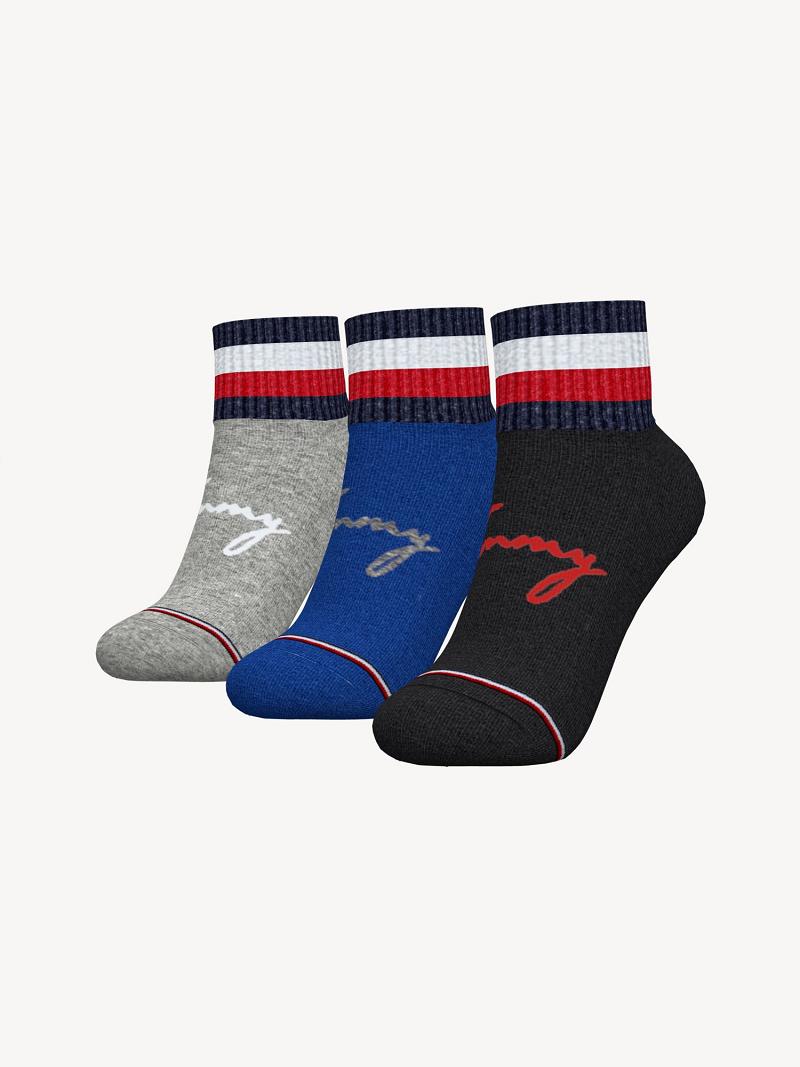 Chaussettes Tommy Hilfiger Quarter Top 3PK Enfant Grise | FR_B2294