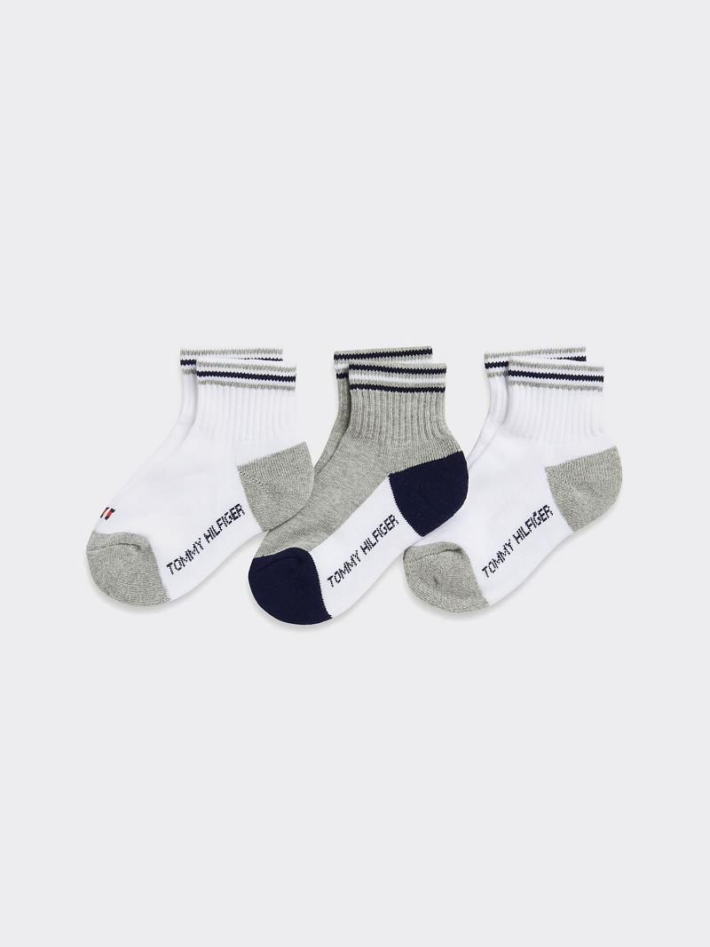 Chaussettes Tommy Hilfiger Quarter Top 3PK Enfant Blanche | FR_B2296