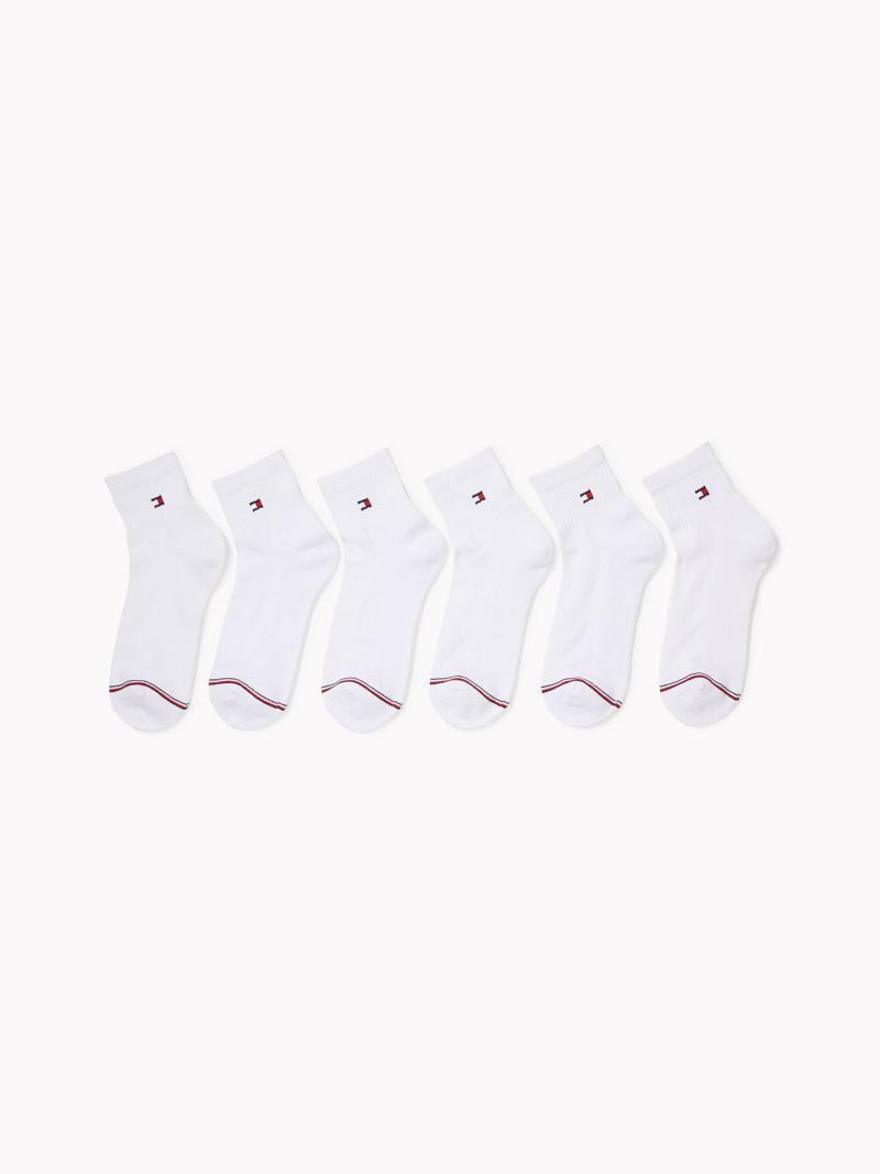 Chaussettes Tommy Hilfiger Quarter Top 6PK Femme Blanche | FR_W21664