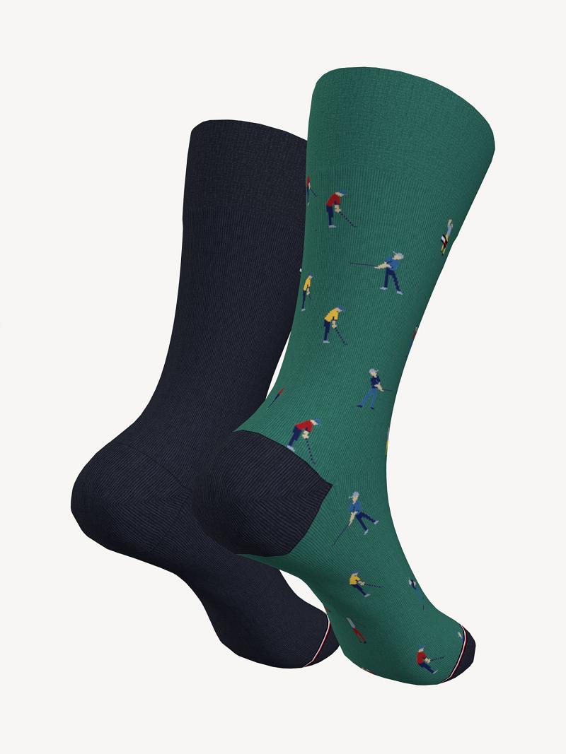 Chaussettes Tommy Hilfiger Trouser 2PK Homme Vert Multicolore | FR_M31753