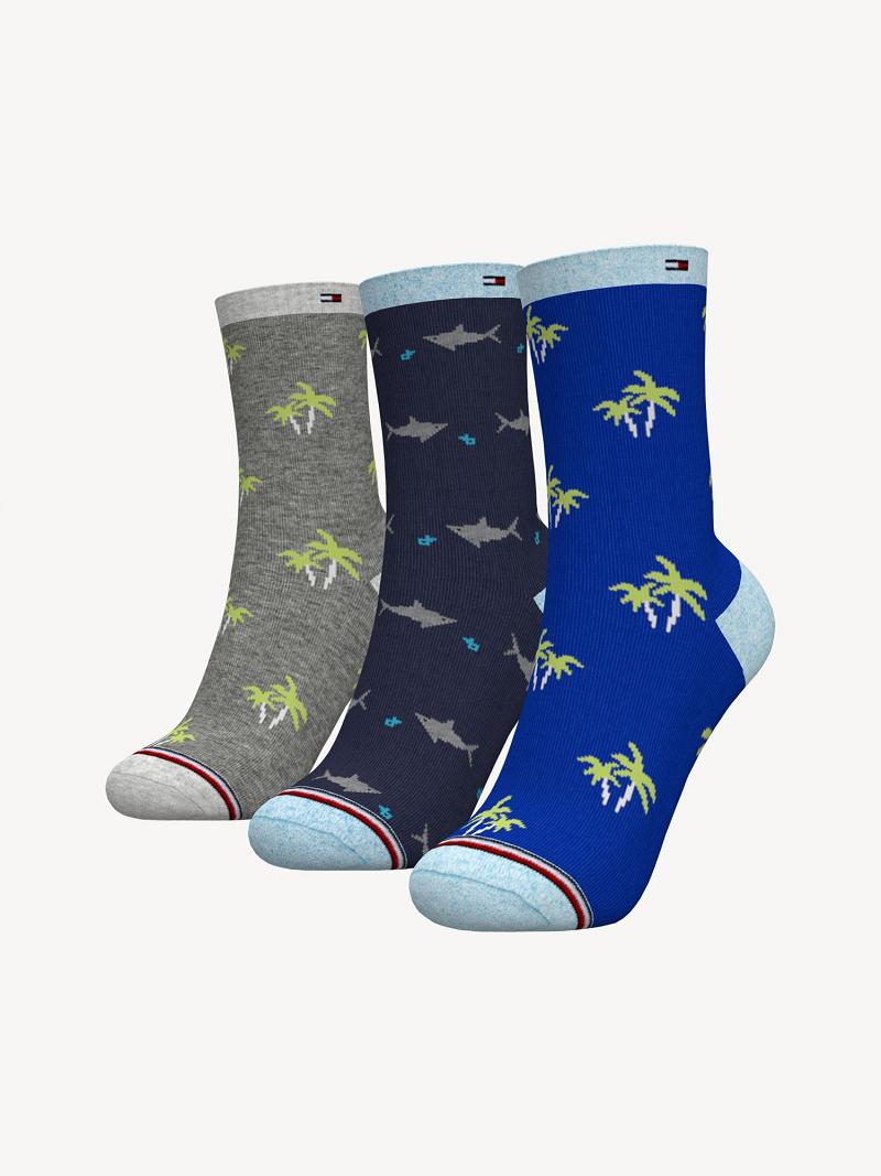 Chaussettes Tommy Hilfiger Trouser 3PK Enfant Bleu | FR_B2298