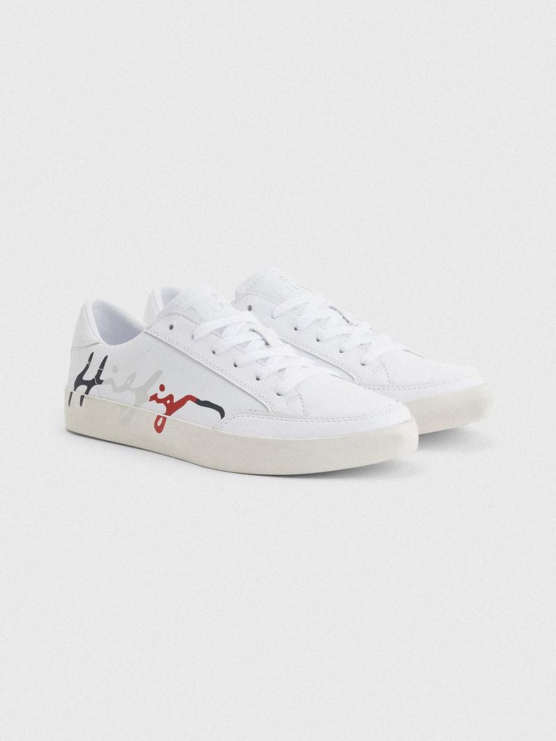 Chaussures Casual Tommy Hilfiger Cuir Signature Femme Blanche | FR_W21591