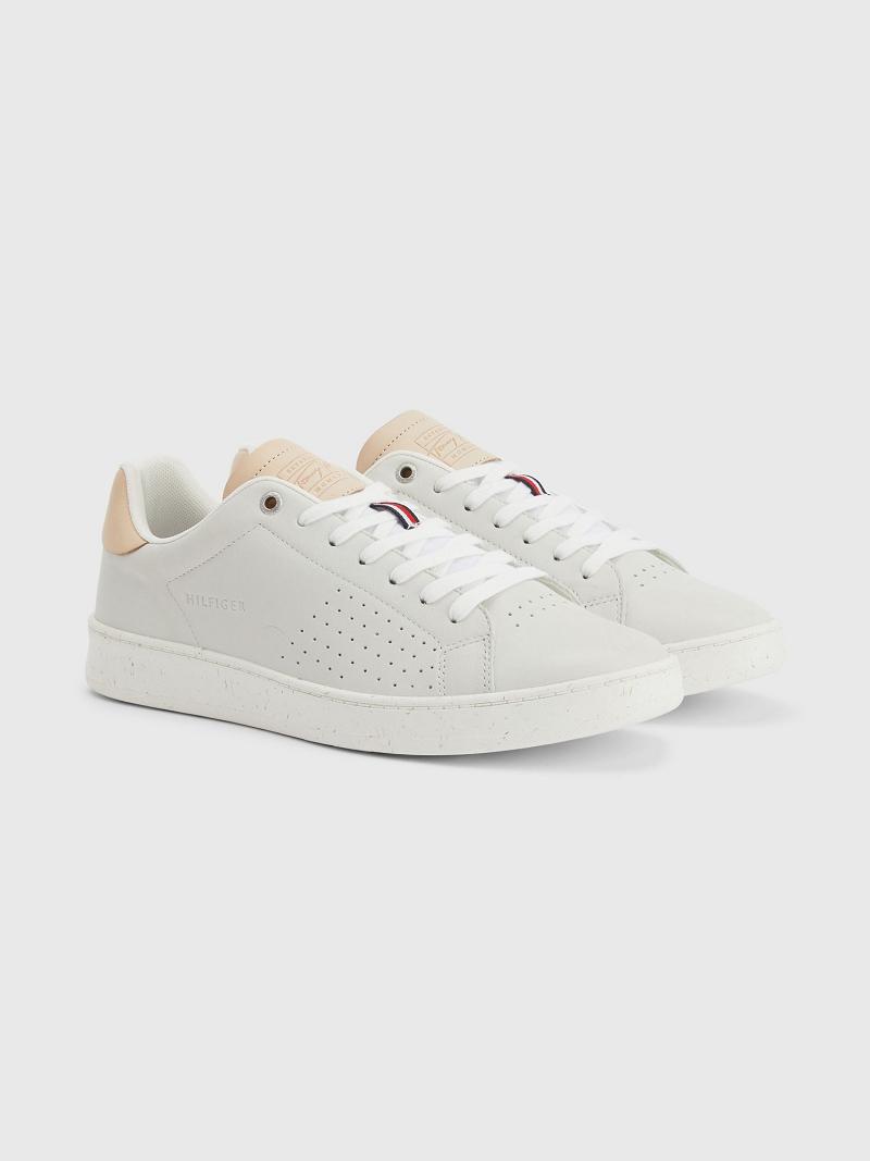 Chaussures Casual Tommy Hilfiger Perforated leather Homme Doré Blanche | FR_M31671