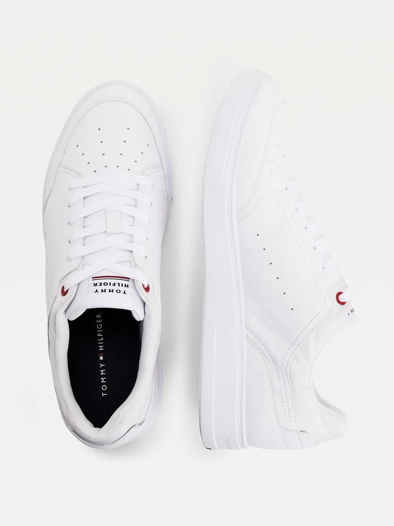 Chaussures Casual Tommy Hilfiger Perforated leather Homme Blanche | FR_M31672