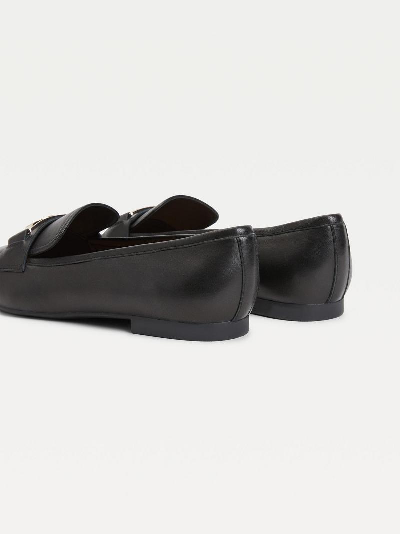 Chaussures Casual Tommy Hilfiger TH Cuir Loafer Femme Noir | FR_W21598