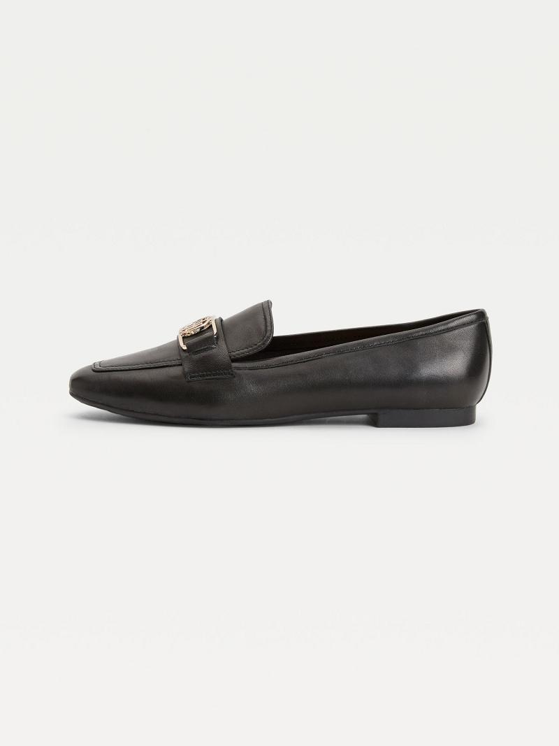 Chaussures Casual Tommy Hilfiger TH Cuir Loafer Femme Noir | FR_W21598