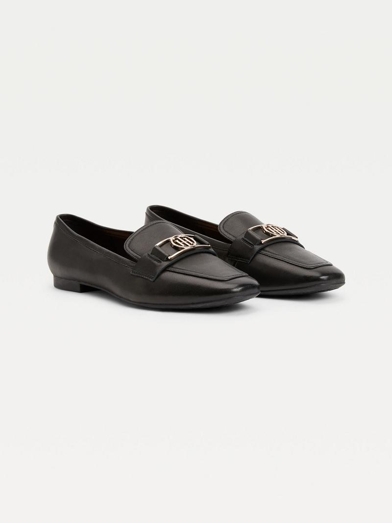 Chaussures Casual Tommy Hilfiger TH Cuir Loafer Femme Noir | FR_W21598