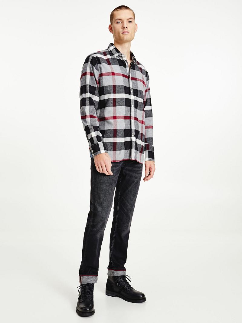 Chemises Tommy Hilfiger Check print overshirt Homme Noir Multicolore | FR_M31236