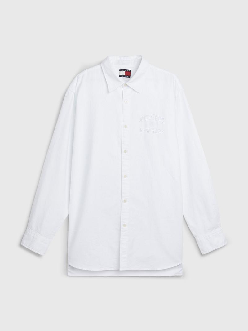 Chemises Tommy Hilfiger Classiche oversized Homme Blanche | FR_M31241