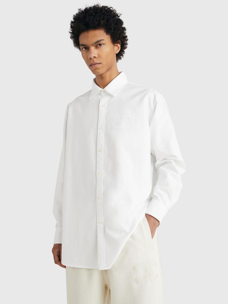 Chemises Tommy Hilfiger Classiche oversized Homme Blanche | FR_M31241