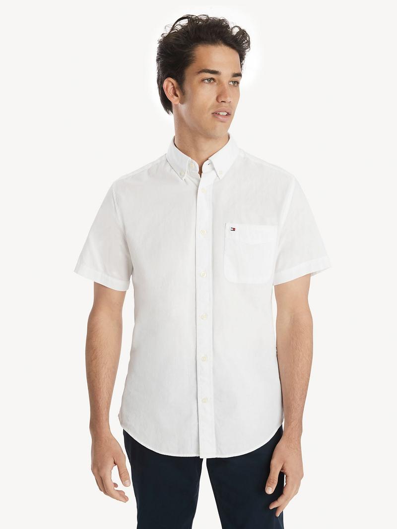 Chemises Tommy Hilfiger Custom fit essential cotton Homme Blanche | FR_M31244