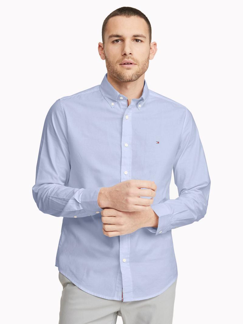 Chemises Tommy Hilfiger Custom fit essential solid Homme Bleu | FR_M31246