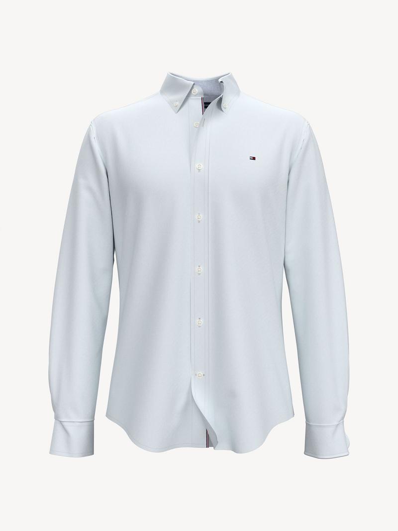 Chemises Tommy Hilfiger Custom fit essential stretch solid oxford Homme Blanche | FR_M31248