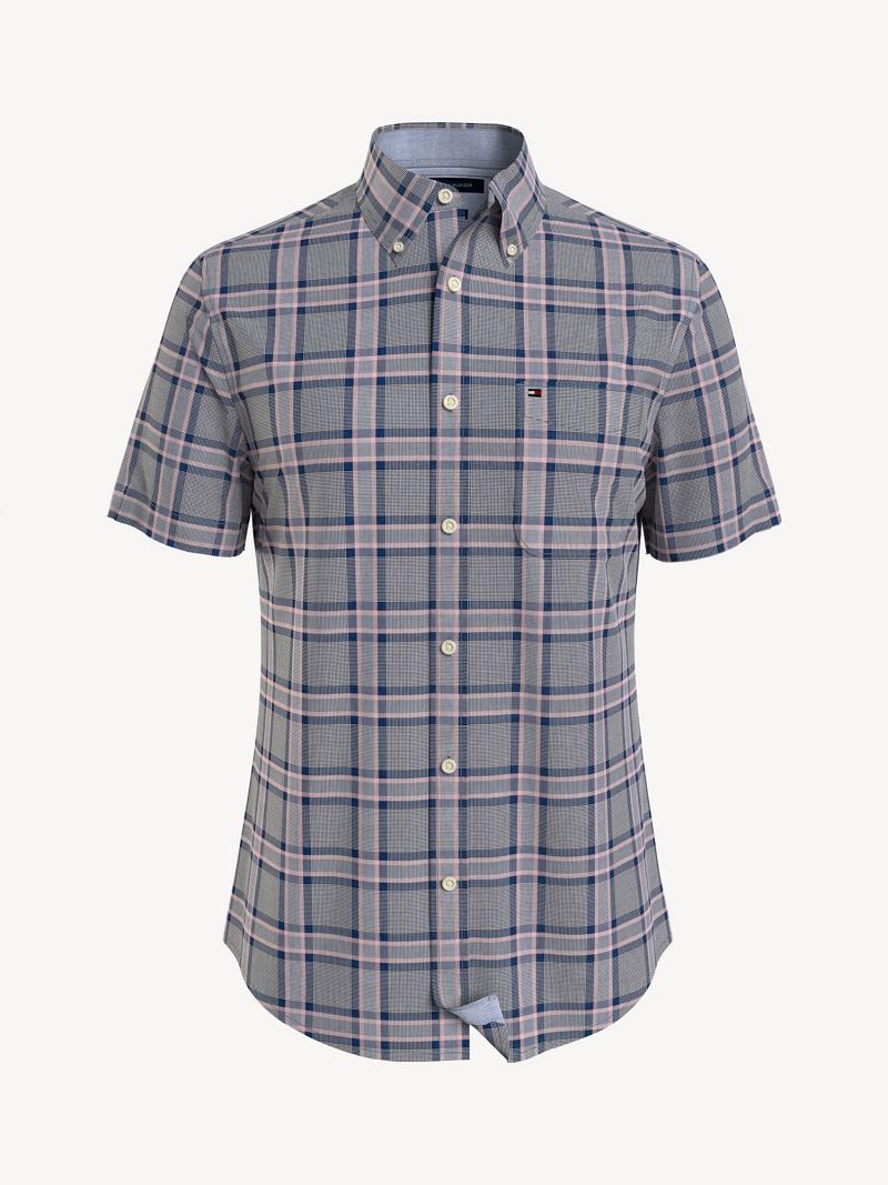 Chemises Tommy Hilfiger Custom fit plaid Homme Bleu Multicolore | FR_M31253