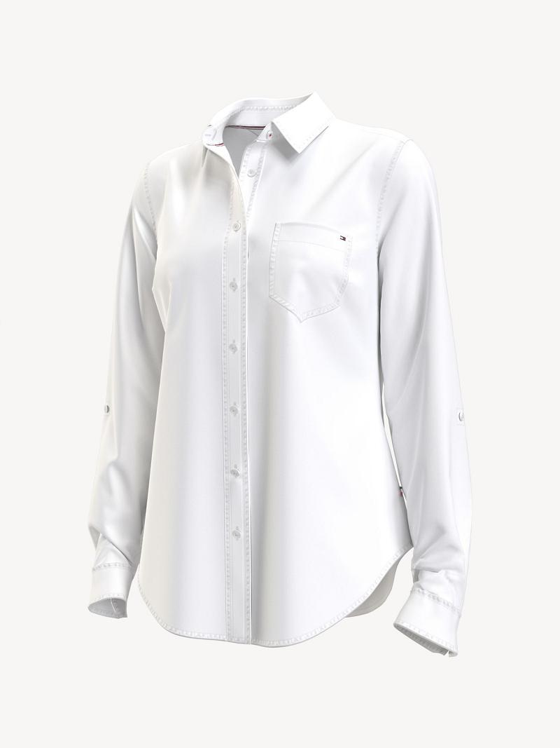 Chemises Tommy Hilfiger Essential Solid Oxford Femme Blanche | FR_W21280