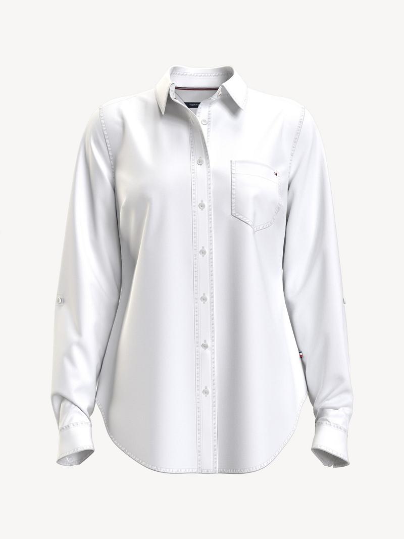 Chemises Tommy Hilfiger Essential Solid Oxford Femme Blanche | FR_W21280