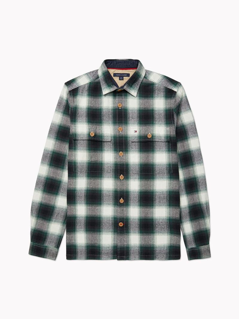 Chemises Tommy Hilfiger Essential check Homme Vert | FR_M31256