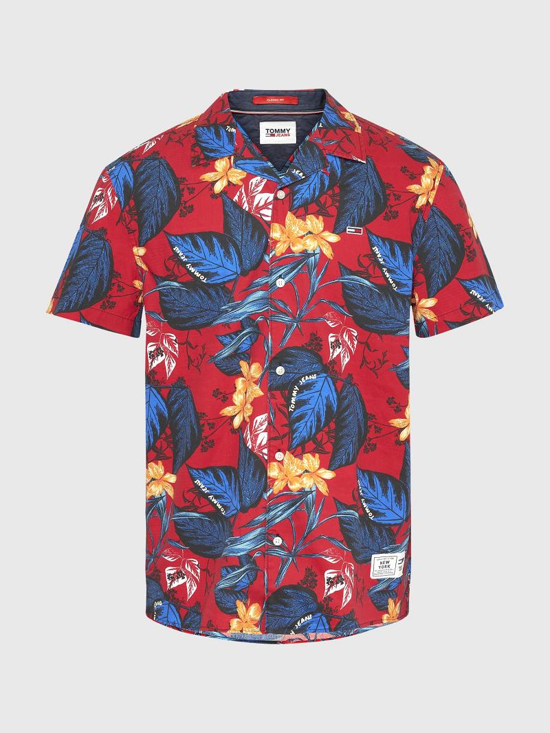 Chemises Tommy Hilfiger Floral print camp Homme Rouge Multicolore | FR_M31258