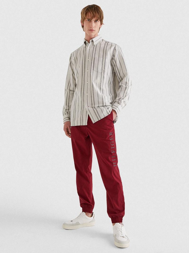 Chemises Tommy Hilfiger Icon relaxed fit stripe Homme Grise Blanche | FR_M31259