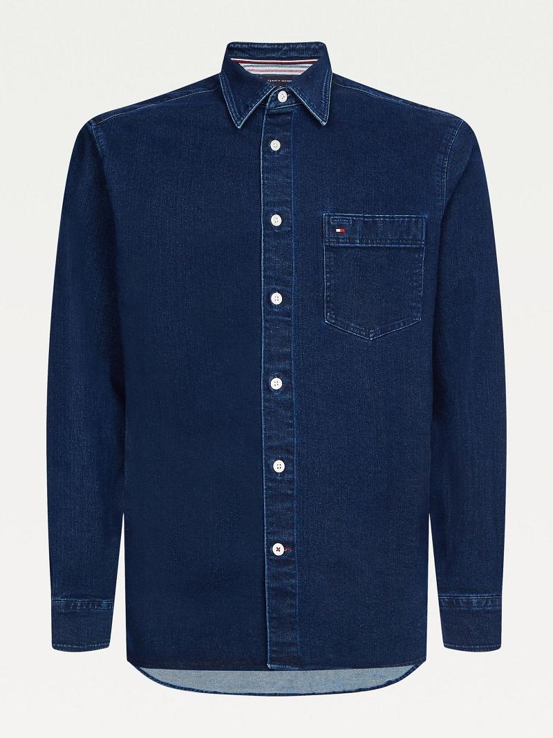 Chemises Tommy Hilfiger Indigo denim overshirt Homme Bleu Marine | FR_M31260