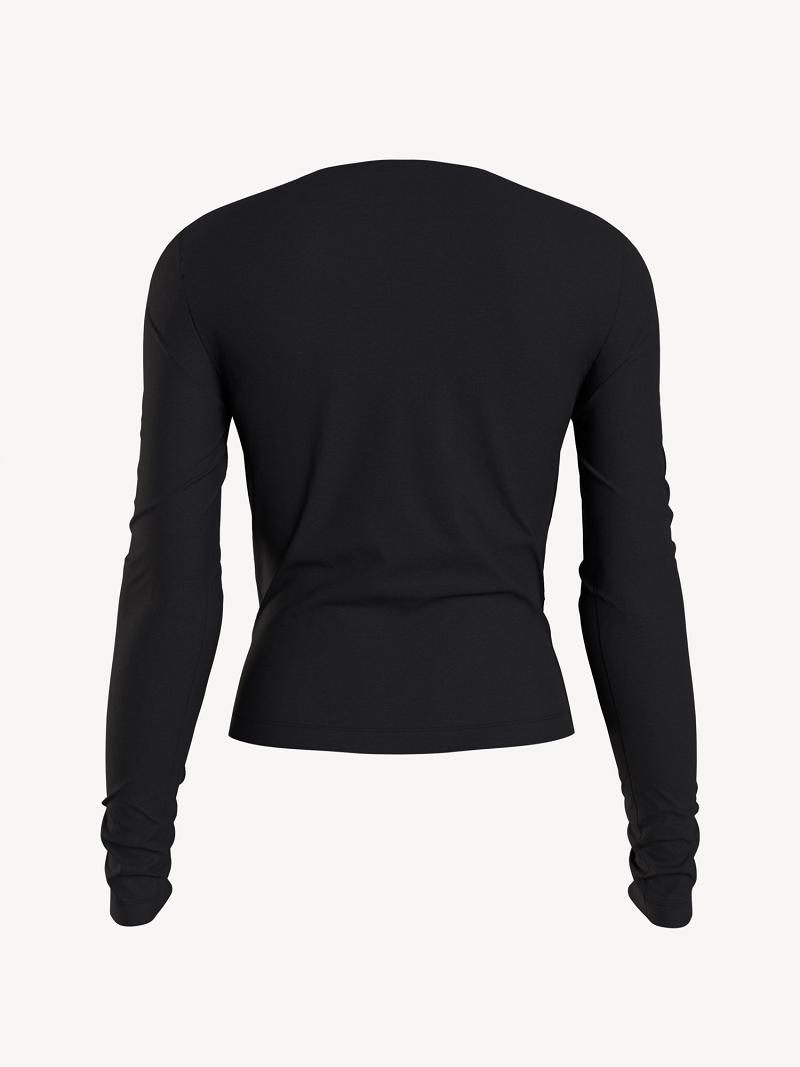 Chemises Tommy Hilfiger Long-Sleeve Logo Femme Noir | FR_W21288