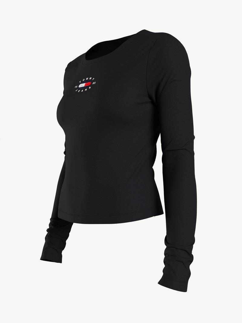 Chemises Tommy Hilfiger Long-Sleeve Logo Femme Noir | FR_W21288