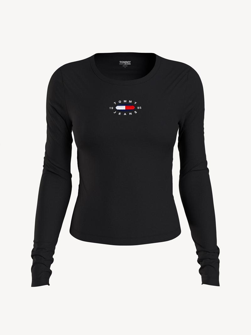 Chemises Tommy Hilfiger Long-Sleeve Logo Femme Noir | FR_W21288