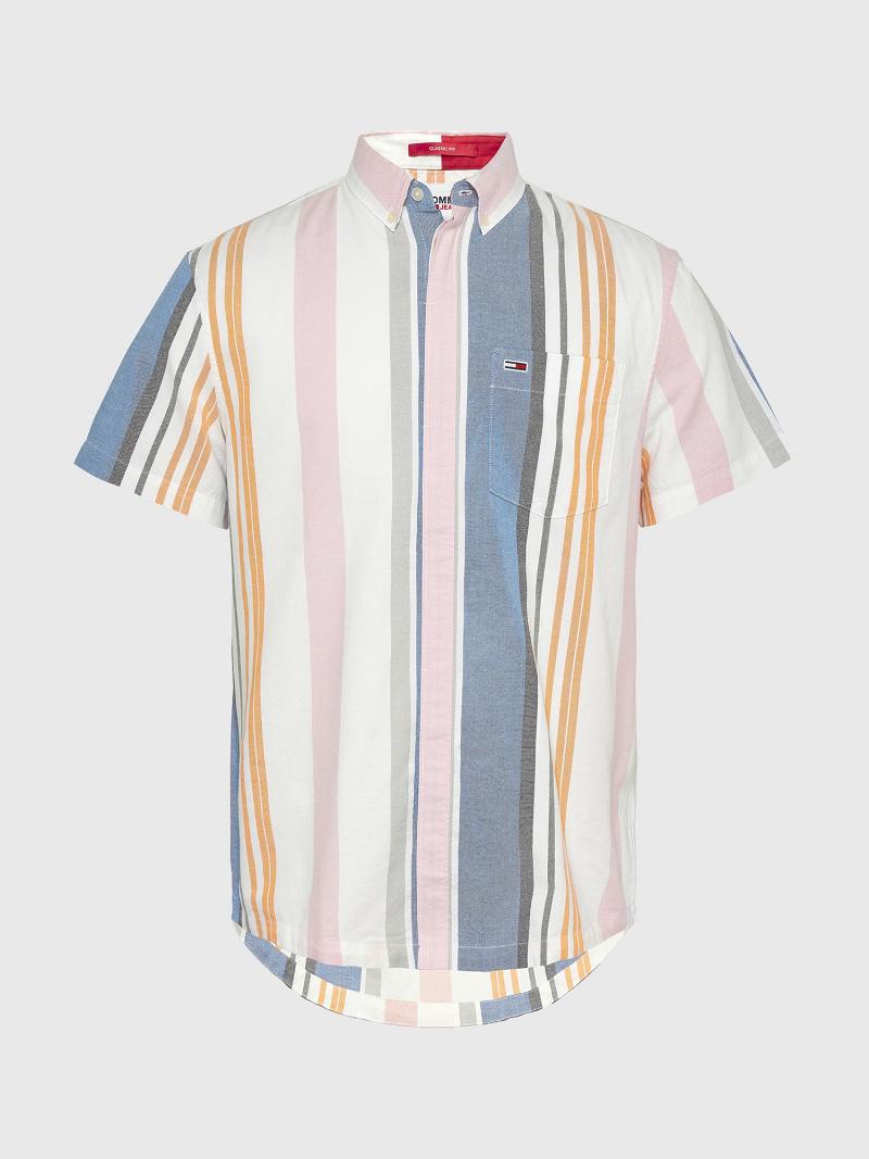 Chemises Tommy Hilfiger Pastel stripe Homme Blanche Multicolore | FR_M31264