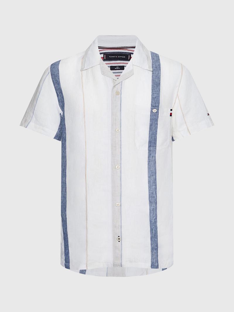 Chemises Tommy Hilfiger Regular fit bold stripe Homme Blanche Multicolore | FR_M31266