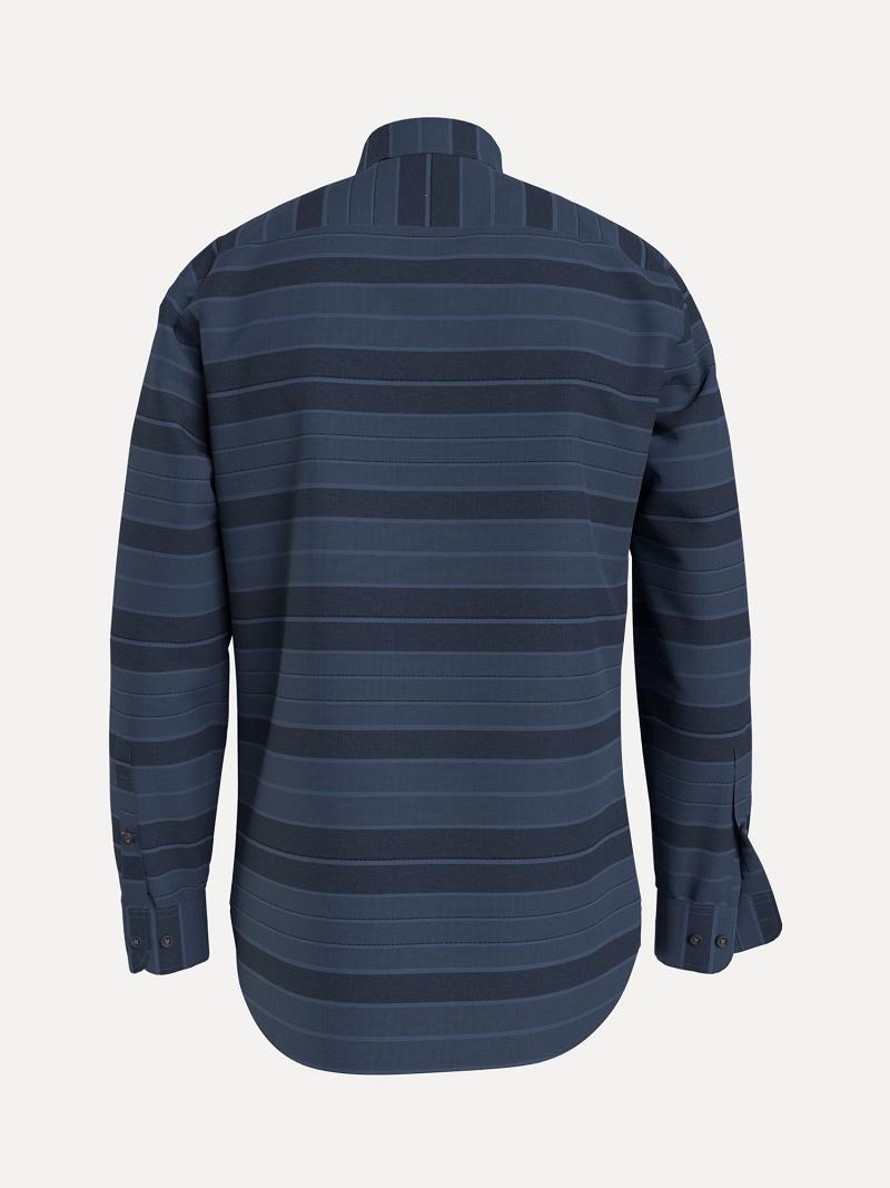 Chemises Tommy Hilfiger Regular fit chambray stripe Homme Bleu Marine | FR_M31268