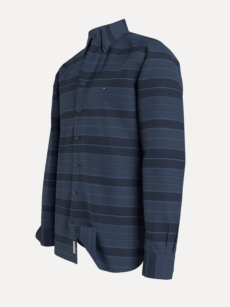 Chemises Tommy Hilfiger Regular fit chambray stripe Homme Bleu Marine | FR_M31268