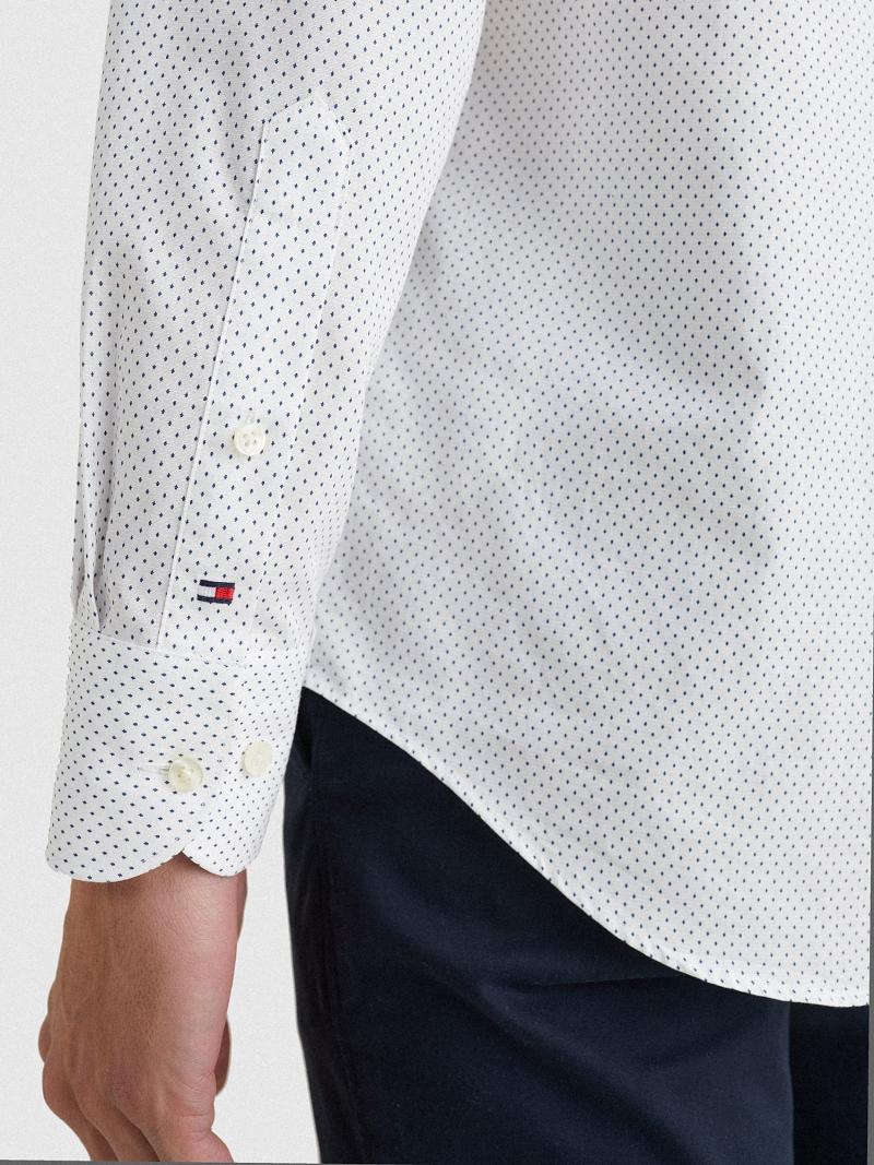 Chemises Tommy Hilfiger Regular fit dot print dress Homme Blanche | FR_M31269