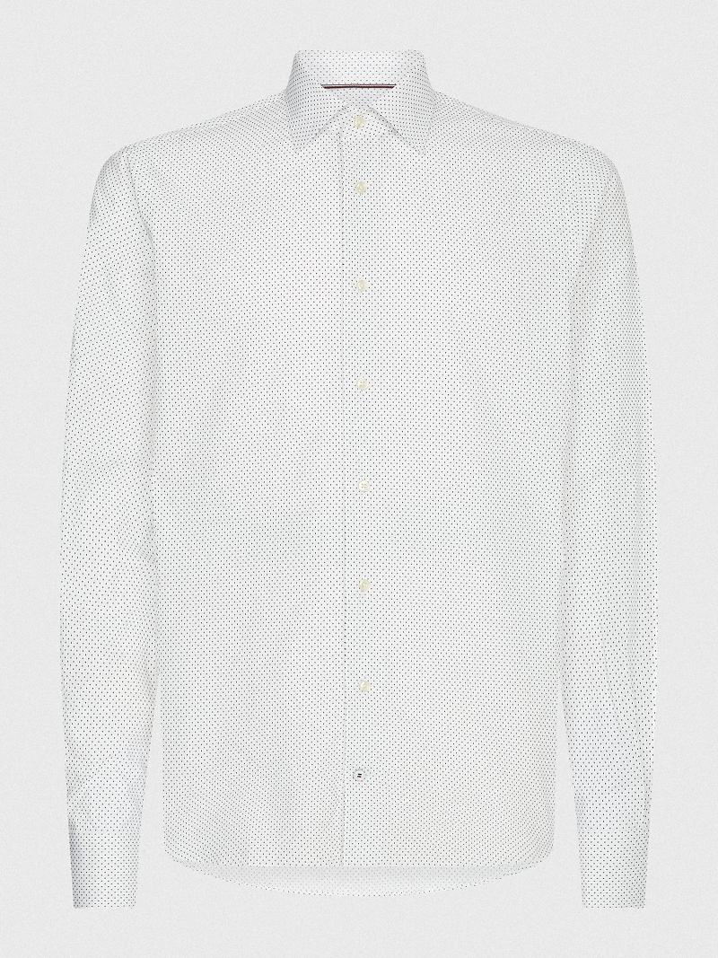 Chemises Tommy Hilfiger Regular fit dot print dress Homme Blanche | FR_M31269