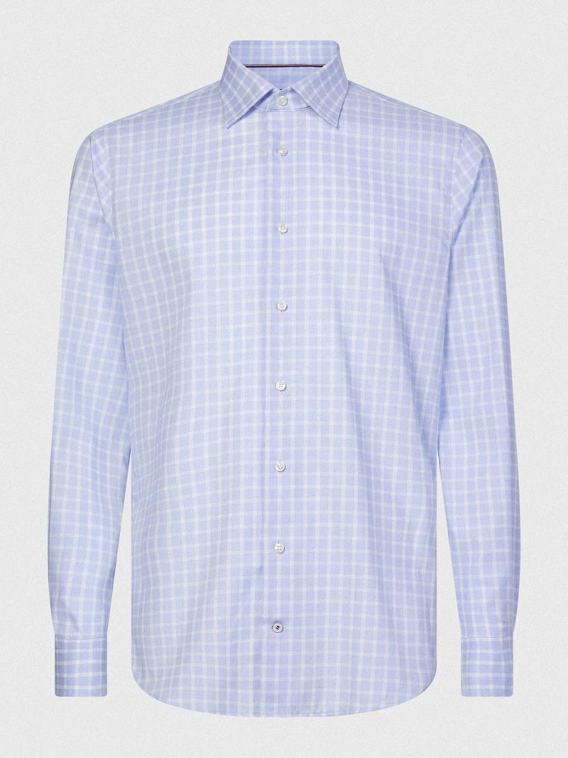 Chemises Tommy Hilfiger Regular fit non-iron th flex collar check dress Homme Bleu Blanche | FR_M31273