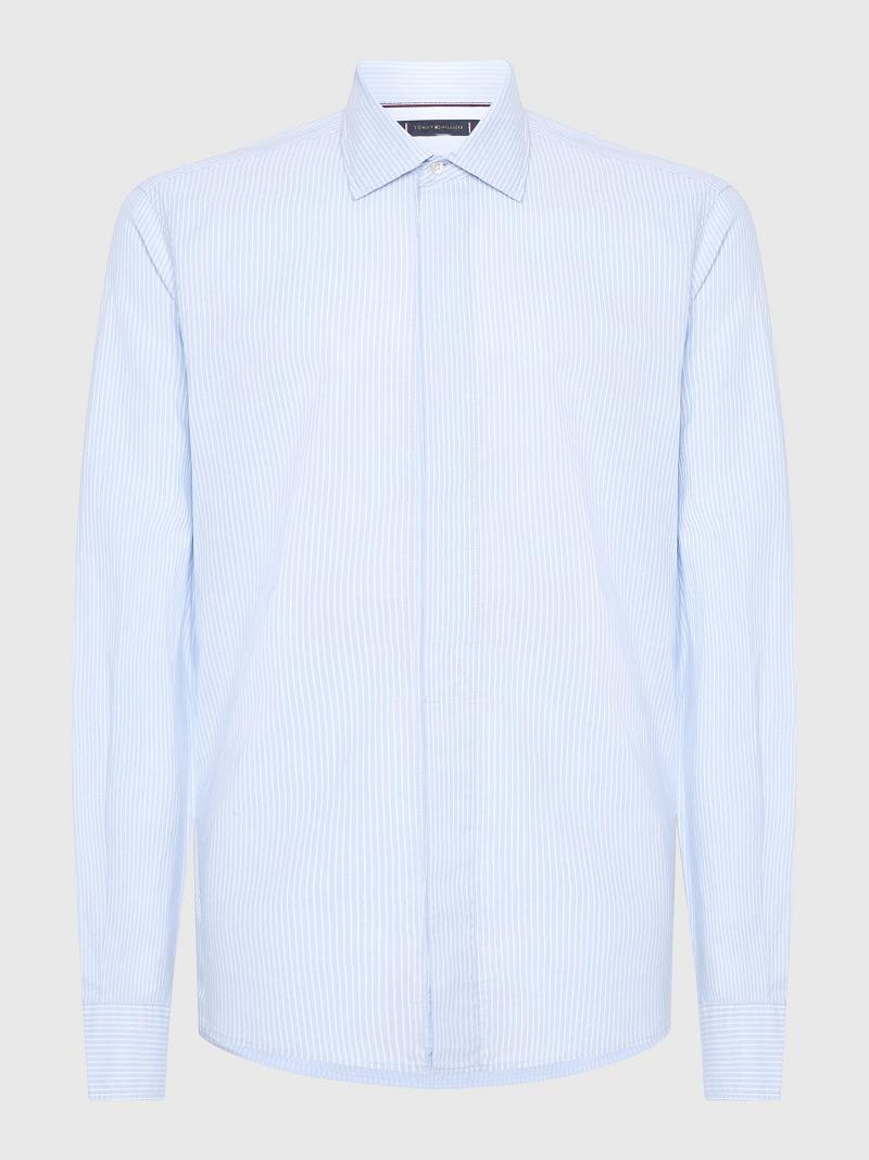 Chemises Tommy Hilfiger Regular fit oxford dress Homme Bleu Blanche | FR_M31274