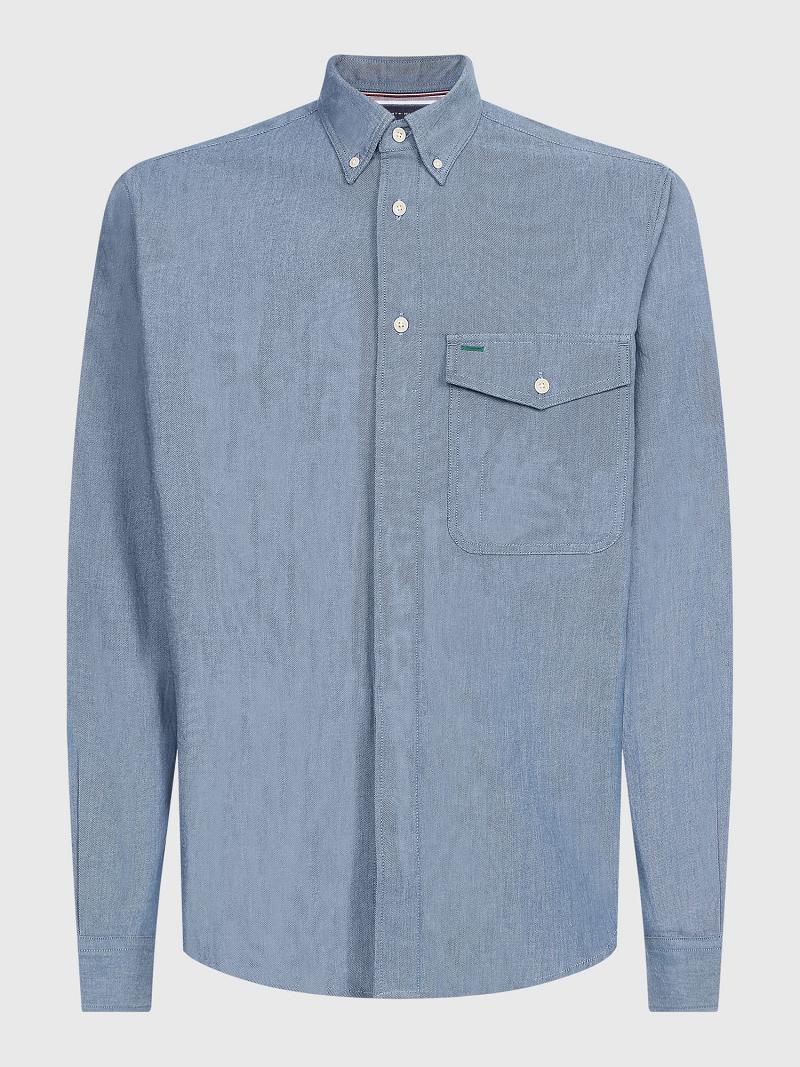 Chemises Tommy Hilfiger Relaxed fit denim overshirt Homme Bleu Marine | FR_M31276