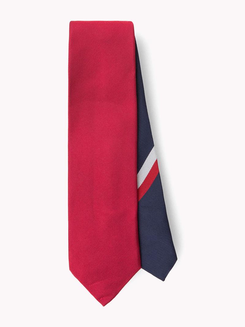 Cravates Tommy Hilfiger Silk Navy Homme Rouge | FR_M31808